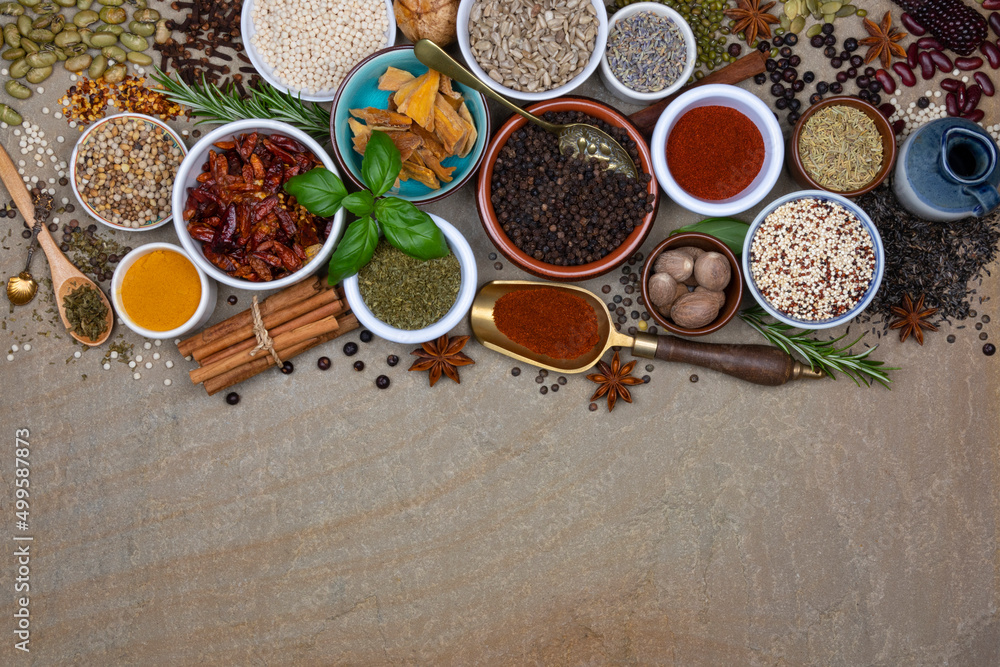 Herbs and Cooking Spices - Space for Text Herbs and Cooking Spices - Space for Text
