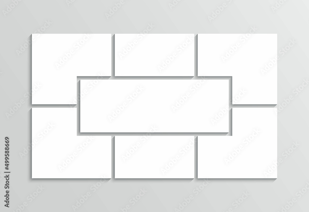 Photo collage template. Moodboard background. Mood board. Mosaic gallery banner. Memory pictures frames. Album brandboard. Minimalist scrapbook layout. Empty portfolio images. Vector illustration Photo collage template. Moodboard background. Mood board. Mosaic gallery banner. Memory pictures frames. Album brandboard. Minimalist scrapbook layout. Empty portfolio images. Vector illustration