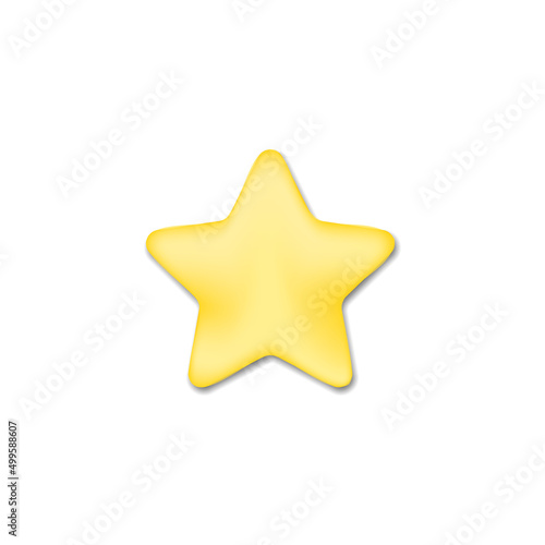 Cartoon lucky star isolated on blue background. 3D rendering. cute smooth yellow star. minimal design.