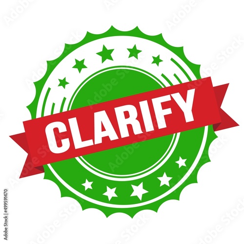 Canvas Print CLARIFY text on red green ribbon stamp.