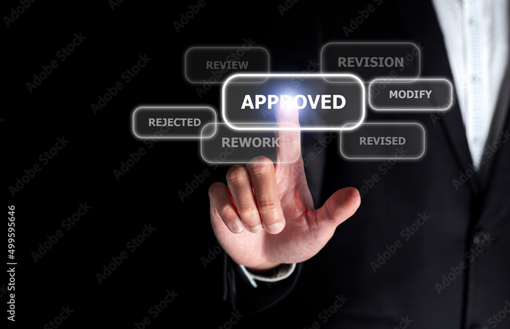 digital approve by success businessman in business concept after redo, revise, revision, modify work before acceptance digital approve by success businessman in business concept after redo, revise, revision, modify work before acceptance