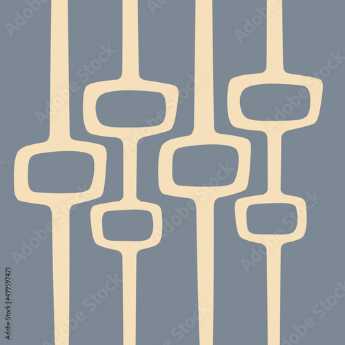 Slate gray and off-white Mid-Century Modern "Mod Pod" pattern in classic bungalow colors. Inspired by Googie and Atomic Age design. 
