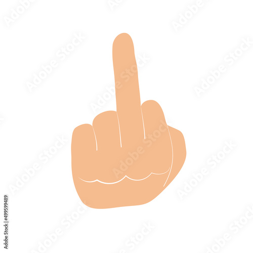 Hand, middle finger. Fuck you symbol. Vector simple illustration