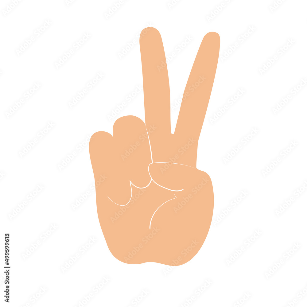 Victory sign. Hand gesture. Forefinger and middle finger, peace sign. Simple vector illustration Victory sign. Hand gesture. Forefinger and middle finger, peace sign. Simple vector illustration