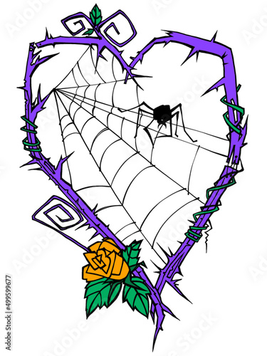 Halloween web. Vector isolated hand drawn linear drawing. 
Decoration for halloween party invitation.