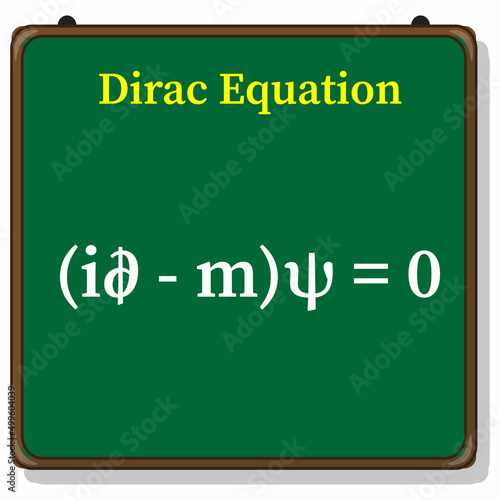 dirac equation on green background photo
