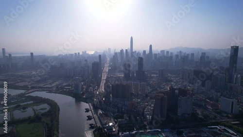 aerial view of Shenzhen special economic zone. Shenzhen special economic zone photo