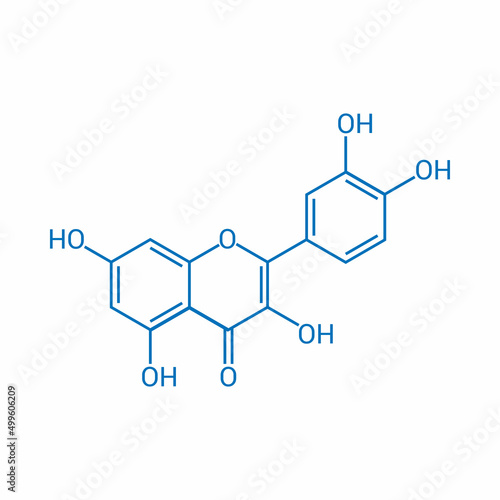 chemical structure of Quercetin (C15H10O7)