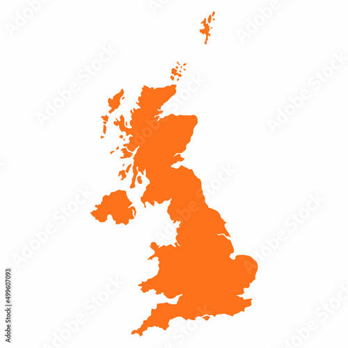 orange map of United kingdom vector illustration isolated on white background