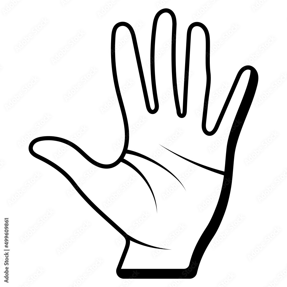 Obraz premium Five Fingers Palm vector line icon Design, Organ System Symbol, Human Anatomy Sign, Human Body Parts Stock illustration, Front Side of Left Hand Concept, 