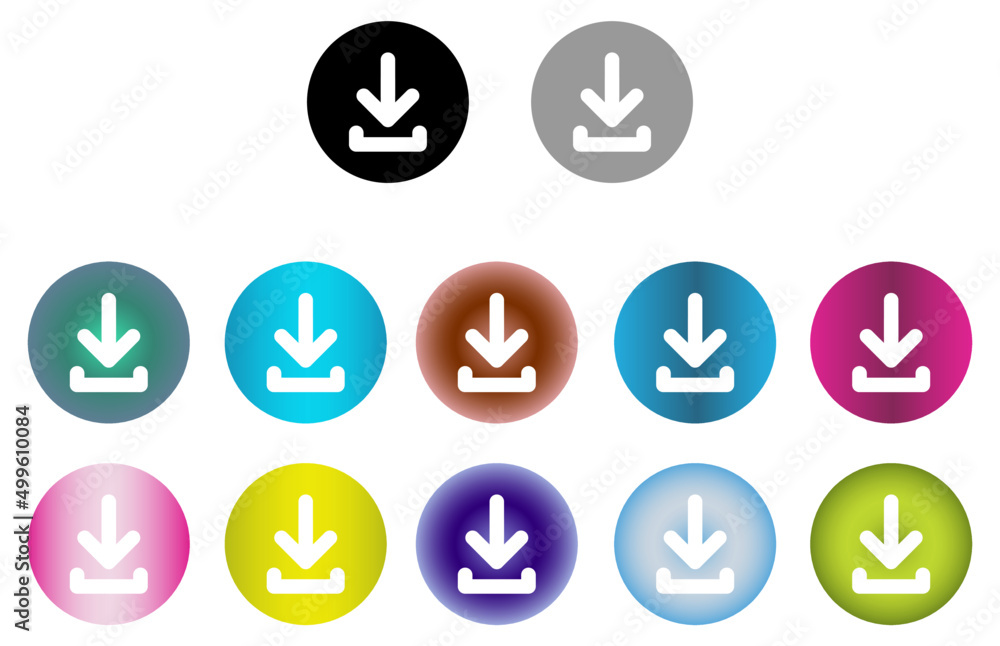 Round download icon, vector button for websites and internet applications Round download icon, vector button for websites and internet applications