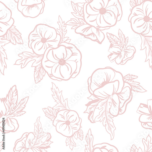 Seamless floral background. Delicate spring texture of pink flowers