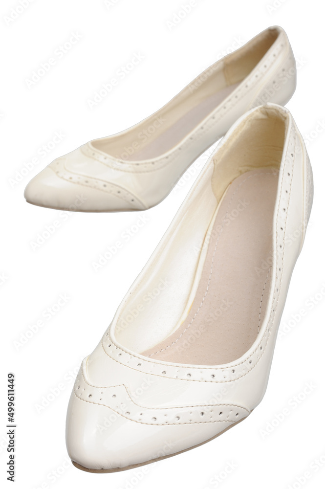 Pair of light summer women's shoes, isolated on white background Pair of light summer women's shoes, isolated on white background