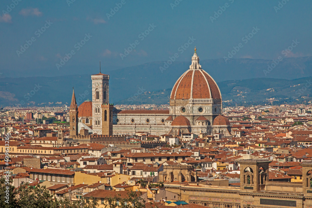 Italy - Tuscany - Florence - Panorama of city historical center with Cathedral of Saint Mary of the Flowers (Cattedrale di Santa Maria del Fiore)