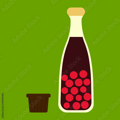 Ginjinha. Portugal’s National drink. Color illustration. Vector.  photo