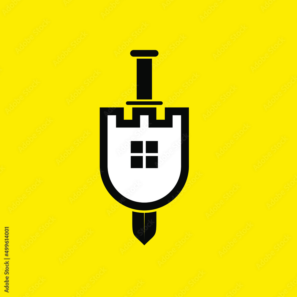 Shield And Sword Icon Vector Logo Design Template Stock Vector | Adobe ...