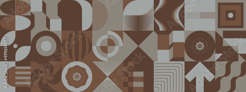 Monochrome Color Abstract Vector Pattern Design Made With Random Geometric Shapes