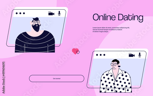 Landing web page template of virtual dating on video call