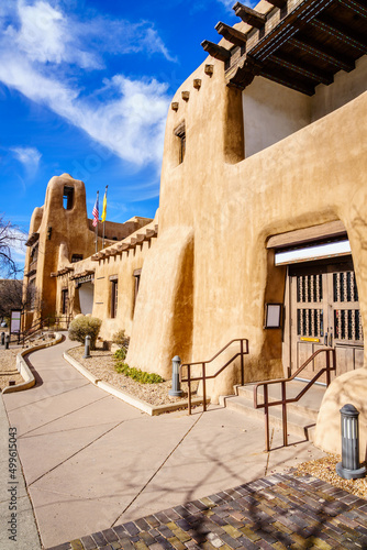 Traditional pueblo stylle building in Santa Fe
