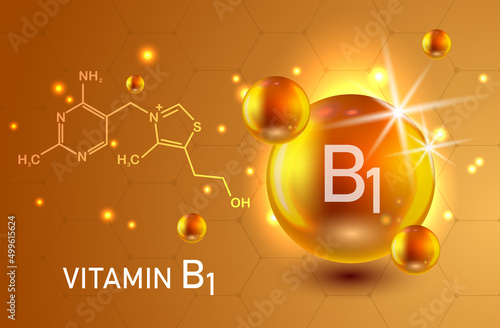 Nutrition sign vector concept. The power of vitamin B1.