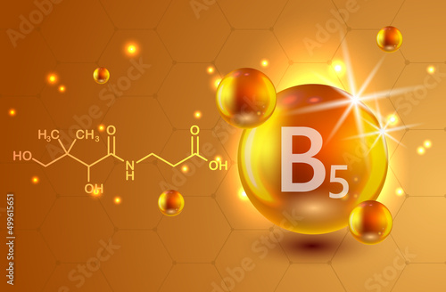 Nutrition sign vector concept. The power of vitamin B5. Chemical formula