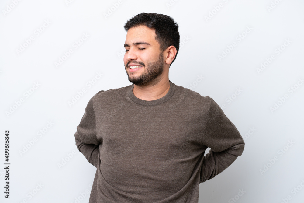 Obraz premium Young Brazilian man isolated on white background suffering from backache for having made an effort