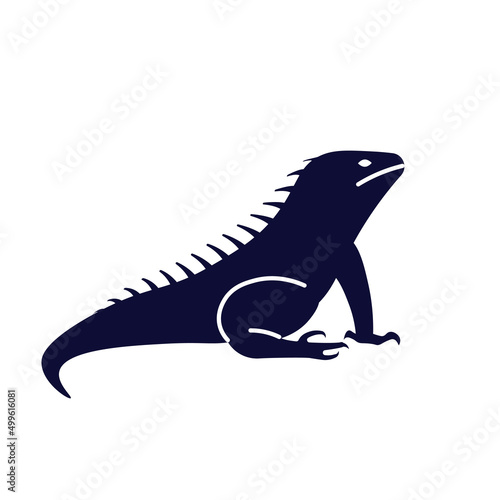 Funny lizard, stylized black pet isolated