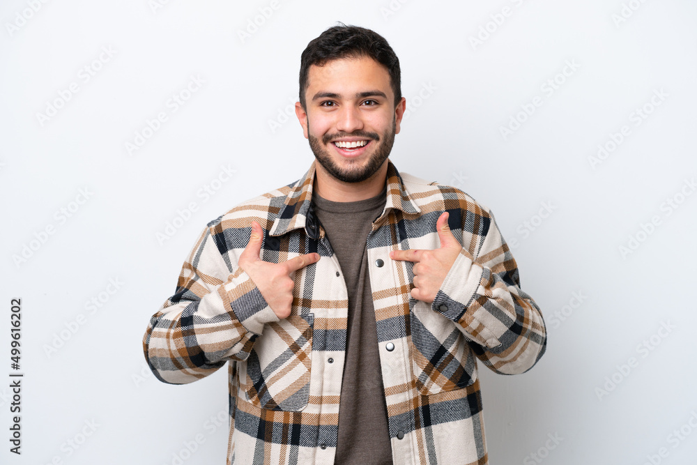 Young Brazilian man isolated on white background with surprise facial expression Young Brazilian man isolated on white background with surprise facial expression