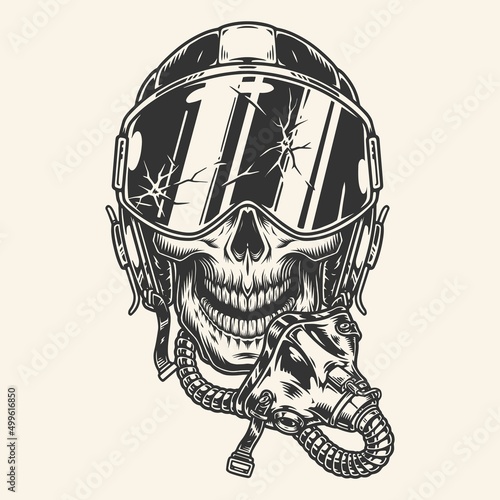 Pilot skull monochrome vintage sticker