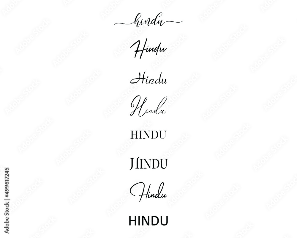 hindu in the creative and unique  with diffrent lettering style