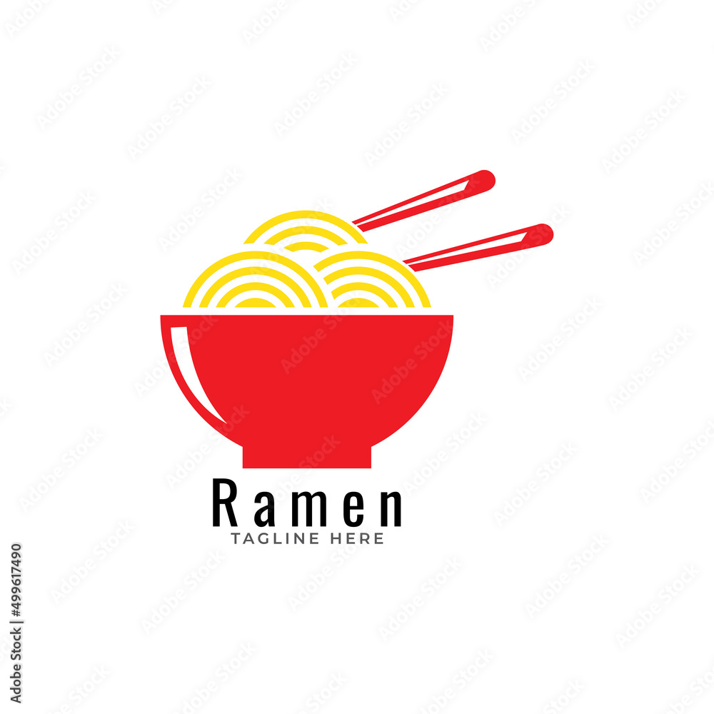 Ramen logo with Japanese text that is interpreted as Ramen, Japanese food Ramen, Vector Logo Template, Japanese restaurant, Ramen restaurant, food icon, design flat illustration Ramen logo with Japanese text that is interpreted as Ramen, Japanese food Ramen, Vector Logo Template, Japanese restaurant, Ramen restaurant, food icon, design flat illustration