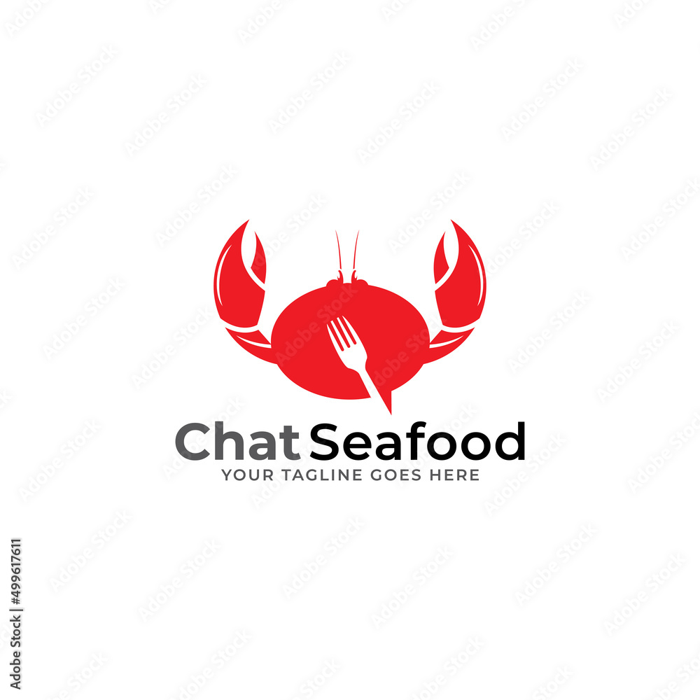 chat seafood crab logo icon vector template. chat seafood crab logo icon vector template.