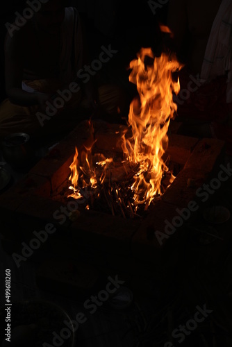 picture of fire - agni puja, a ritual of hindus photo