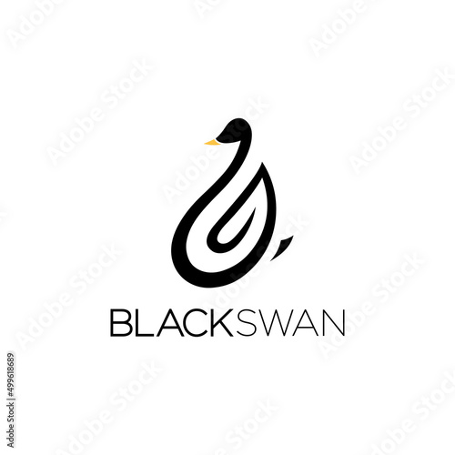 Fototapeta Naklejka Na Ścianę i Meble -  Black swan logo concept. Beautiful swan icon design illustration. 