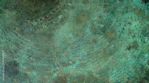 Vászonkép Sundial Detail Copper Oxide Surface background