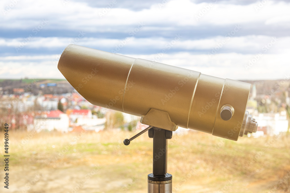 Stationary binoculars for the observation deck. spyglass for observation