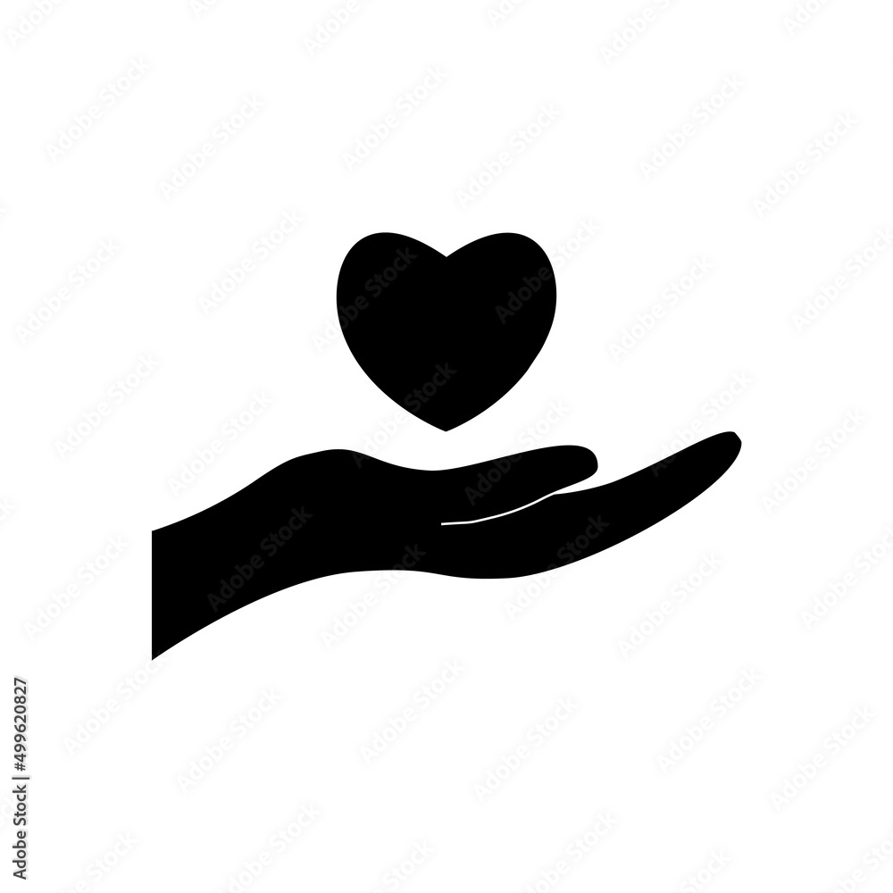 Donate Icon Black and White Vector Graphichand holding the heart Donate Icon Black and White Vector Graphichand holding the heart