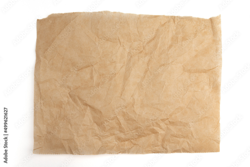 parchment for baking culinary, isolated on white background, top view parchment for baking culinary, isolated on white background, top view