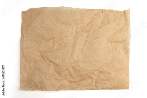 parchment for baking culinary, isolated on white background, top view