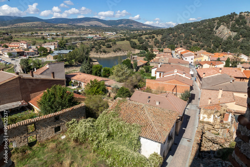 Buitrago del Lozoya, Spain. Views of the Old Town and Lozoya river from the viewpoint of the belfry of the church of Santa Maria del Castillo