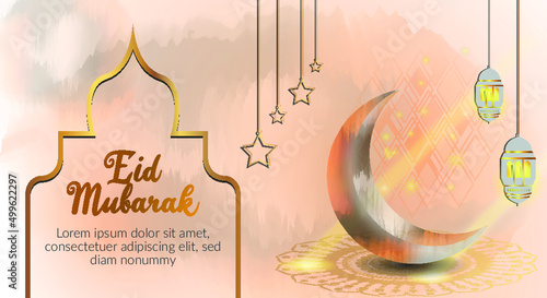 Eid mubarak and eid ul fitr horizontal banner template
