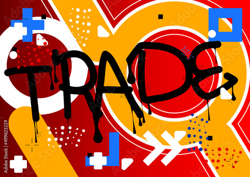 Trade colored Graffiti tag. Abstract modern street art decoration performed in urban painting style.