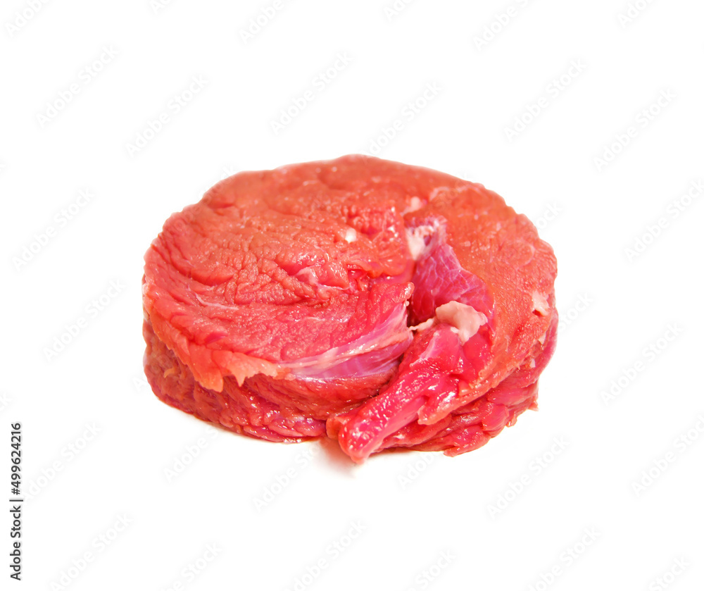 A steak  of tenderloin isolated on white background