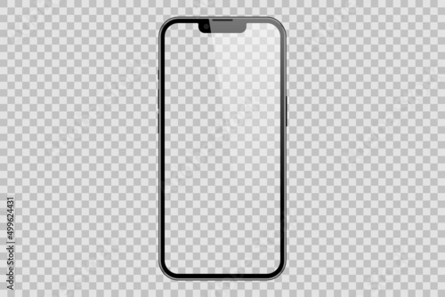 App demonstration mockup. Outline mobile phone frame, mockup with transparent screen. Isolated stock vector	