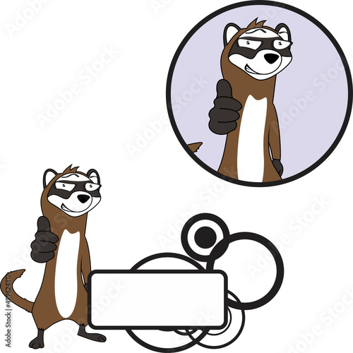ferret cartoon kawaii expression sticker vector