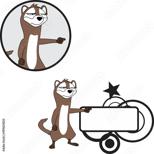 ferret cartoon kawaii expression sticker vector