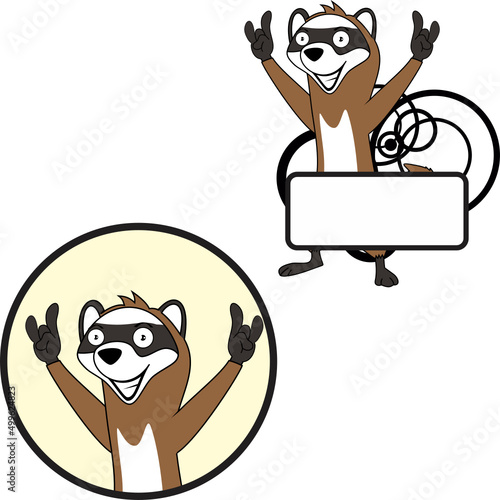 ferret cartoon kawaii expression sticker billboard in vector format
