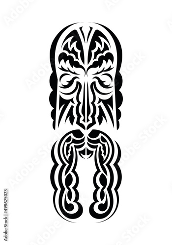 Face in the style of ancient tribes. Tattoo patterns. Isolated. Vetcor.