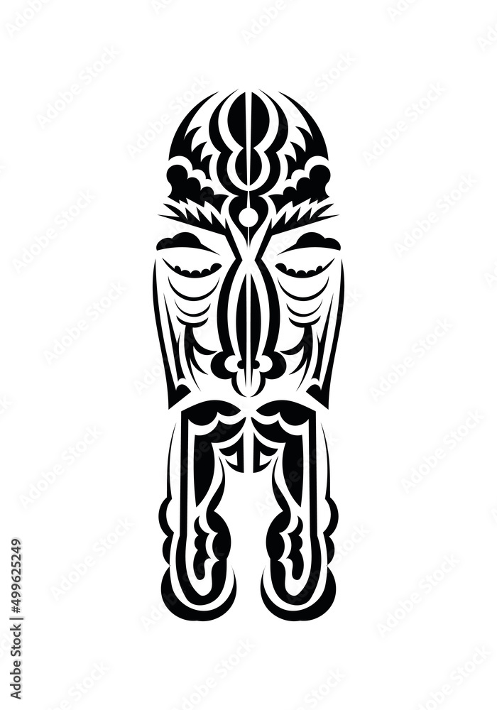 Face in the style of ancient tribes. Black tattoo patterns. Flat style. Vector illustration. Face in the style of ancient tribes. Black tattoo patterns. Flat style. Vector illustration.