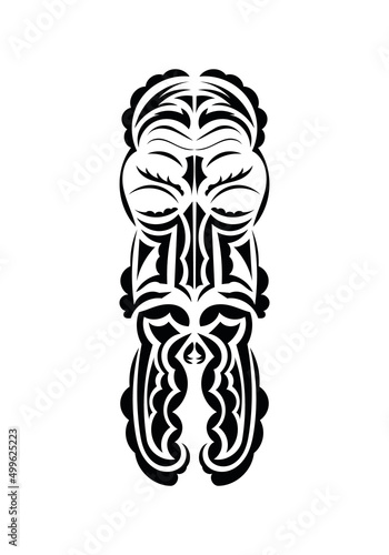 Face in the style of ancient tribes. Black tattoo patterns. Flat style. Vetcor.